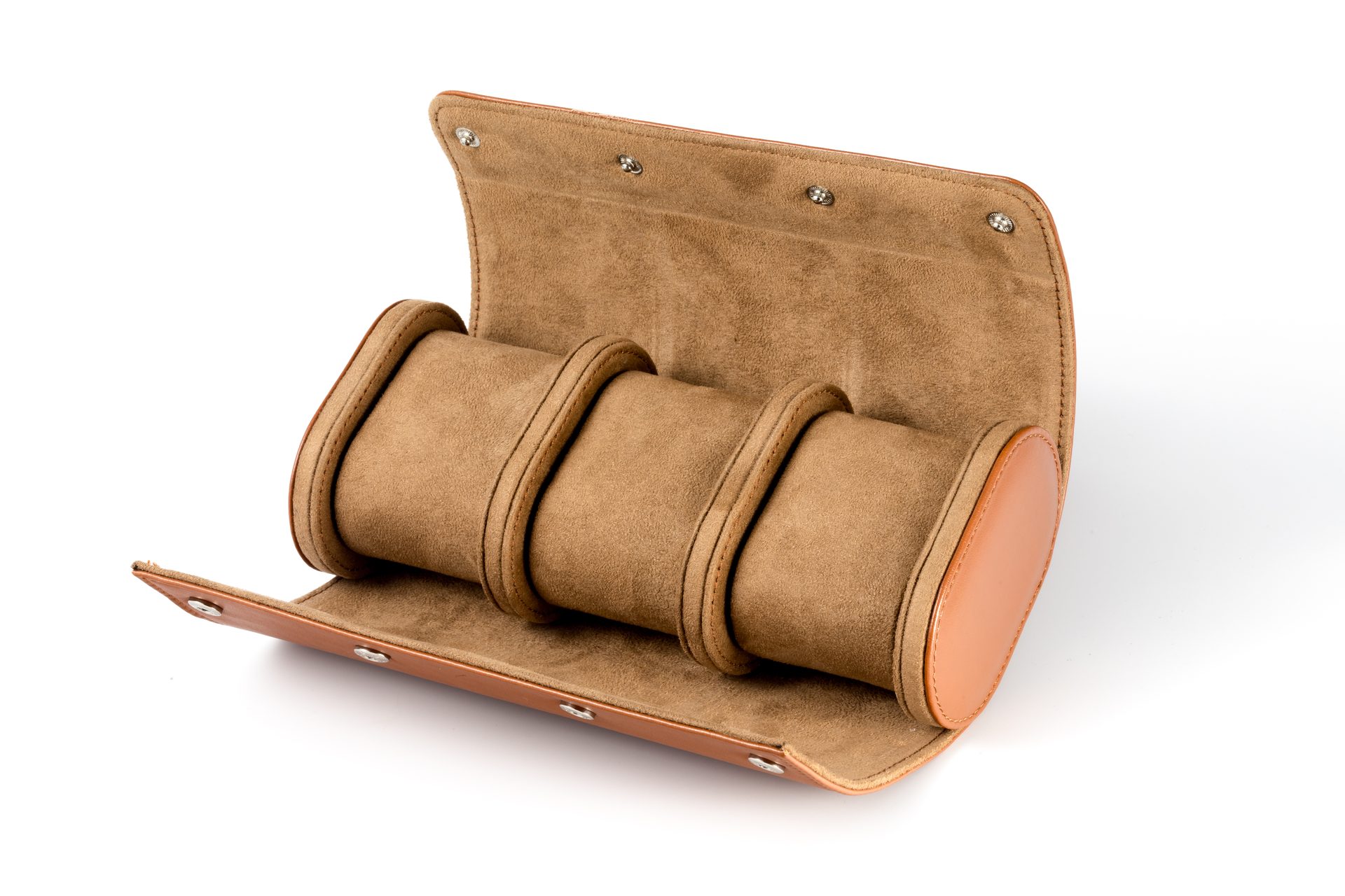Leather watch roll for 3 watches