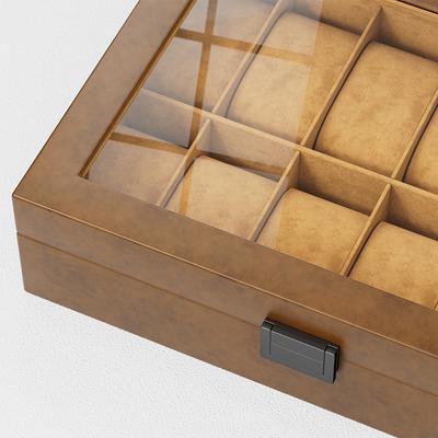 12-Slot Flip-Top Leather Watch Case