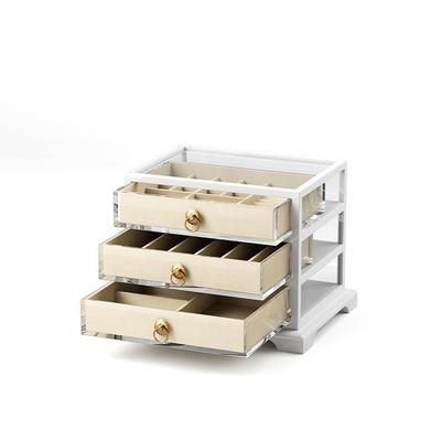 Acrylic & Walnut Jewelry Box with Drawers