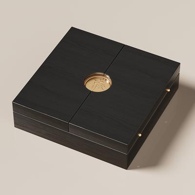 Black Double-Door Wooden Mooncake Box