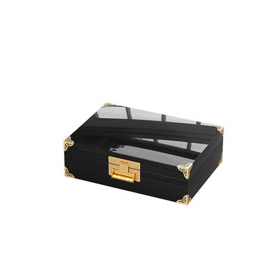 Black Jewelry Chest with Gold Corners