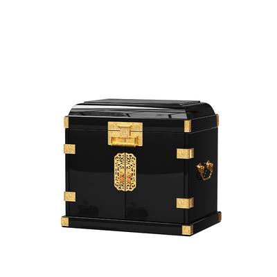 Black Lacquer Jewelry Chest with Enamel Art