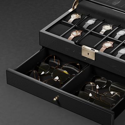 Black Watch Box with Drawers