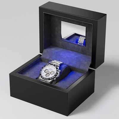 Black Watch Box with LED-Lit Interior