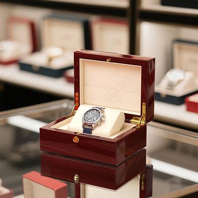 Burgundy Watch Box with Gold Turn-Lock