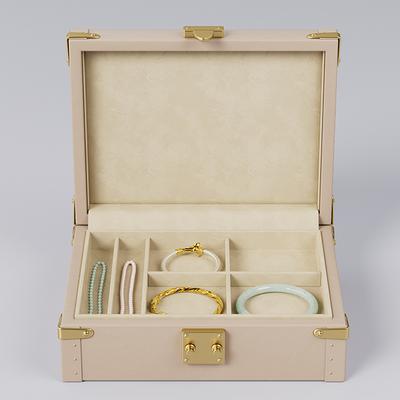 Cream Leather Jewelry Chest