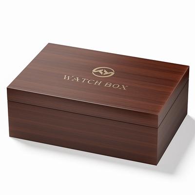 Dark Wood Watch Box with Engraved Lid