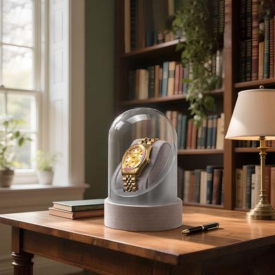 Glass-Lid Watch Box — Grey