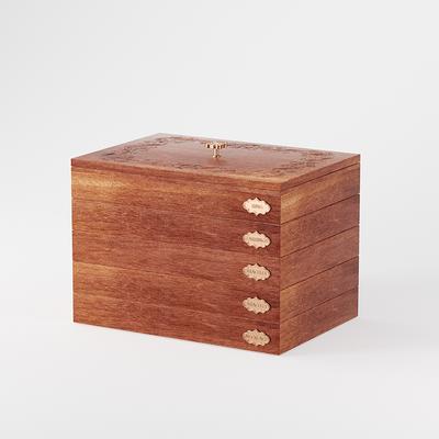 Multi-Tier Natural Wood Jewelry Box