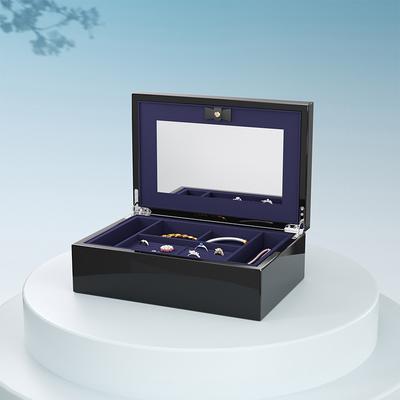 Navy Mirror-Finish Jewelry Box