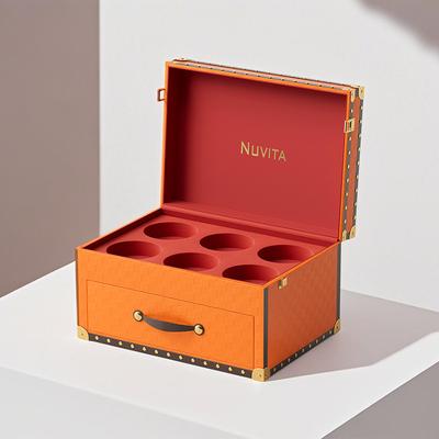 Orange Leather-Look Bottle Carrier