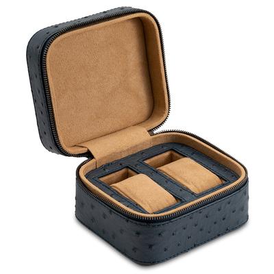 Ostrich-Texture Leather Watch Box — 2 Slot