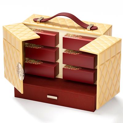 Quilted Cream Mooncake Case with Drawers