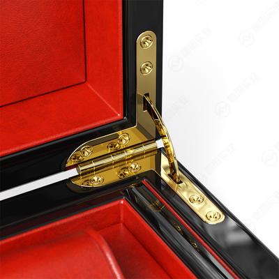 Red Lacquer Square Box with Gold Hinges