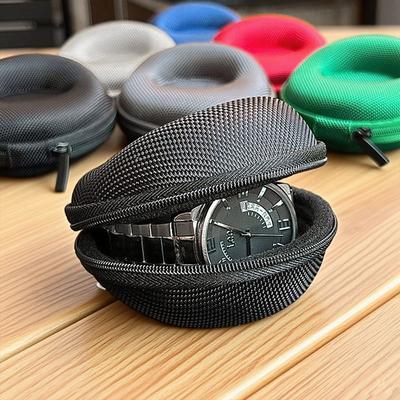 Round Zippered Leather Watch Case