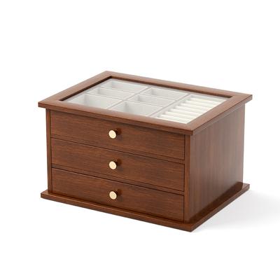 Solid Walnut Jewelry Box with Glass Lid