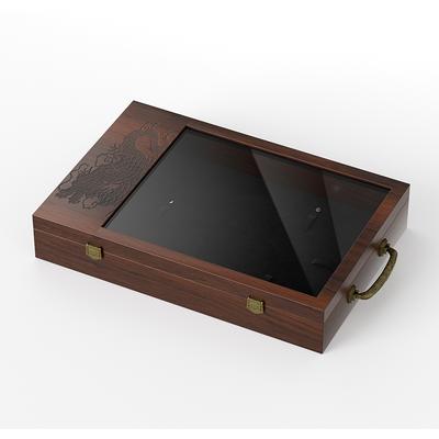 Walnut New Year Gift Box with Glass Lid