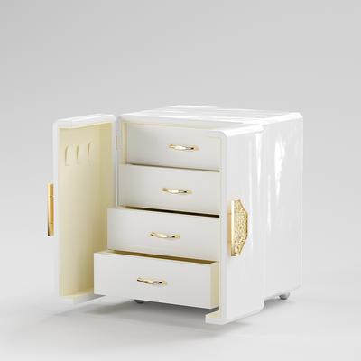 White Double-Door Lacquer Jewelry Cabinet