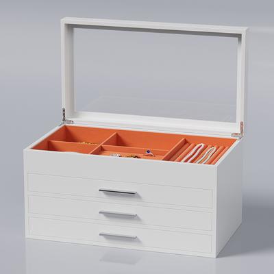 White Lacquer Jewelry Box with Drawers