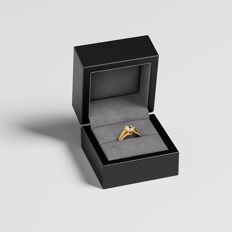 Matte Black Ring Box with Suede Interior