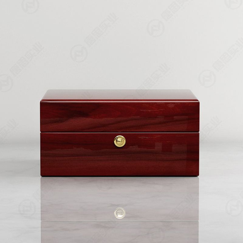 Glossy Burgundy Watch Box with Gold Lock