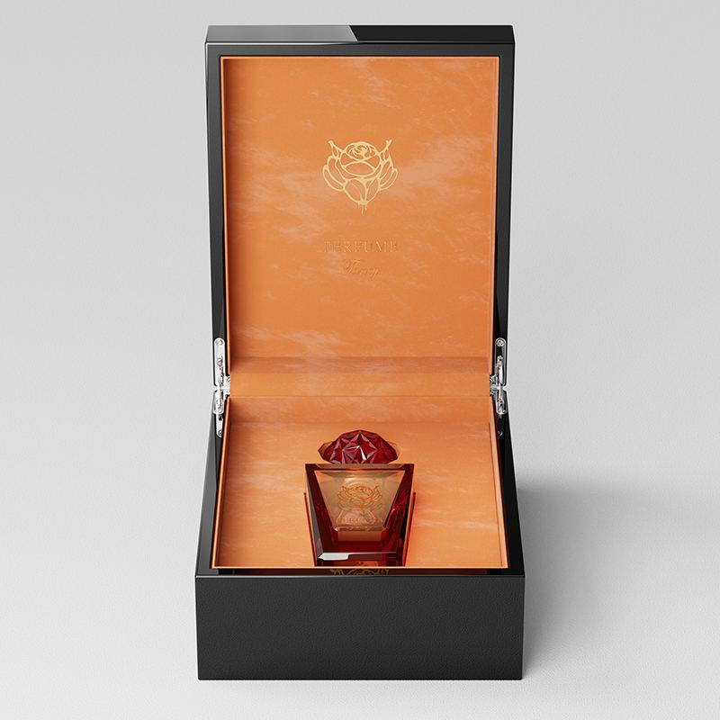 Black Perfume Box with Orange Interior