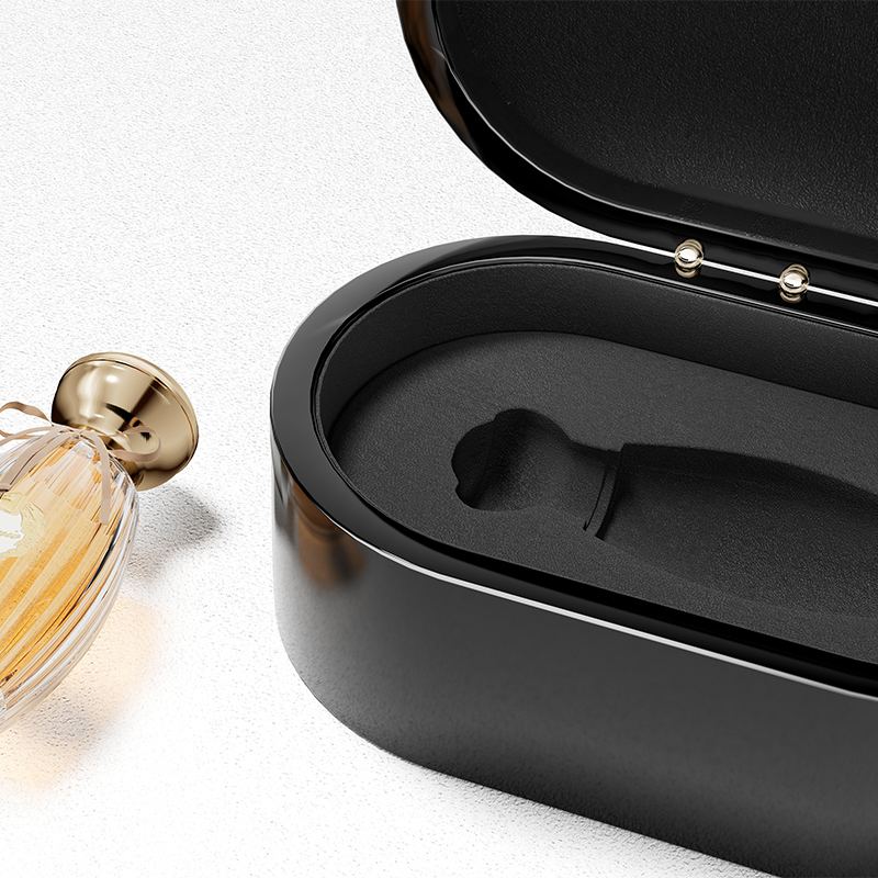 Oval Black Perfume Box with Molded Insert